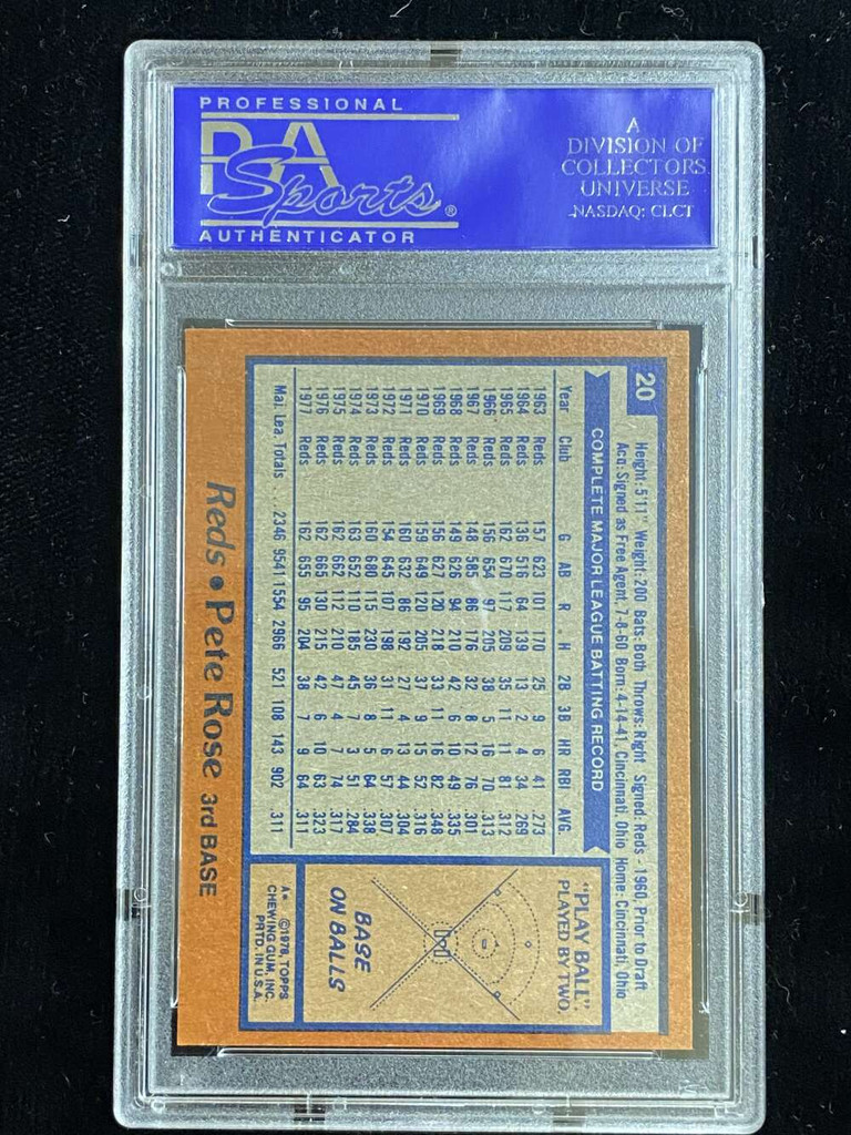 1978 Topps #20 Pete Rose Reds PSA 8 NM-Mint