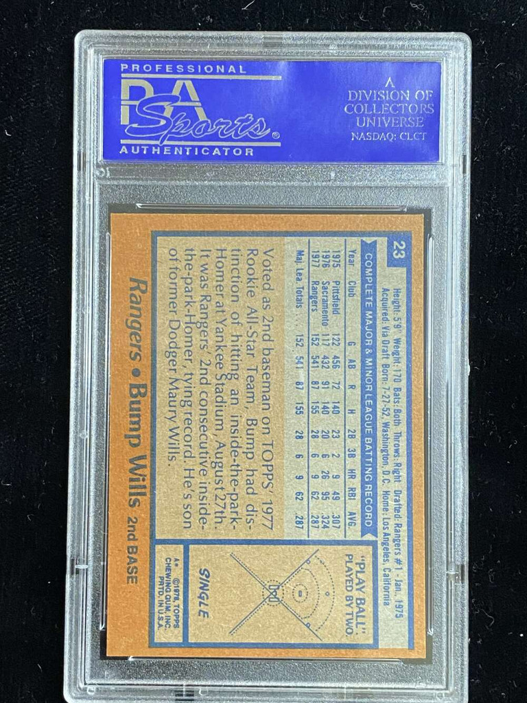 1978 Topps #23 Bump Wills Rangers PSA 8 NM-Mint