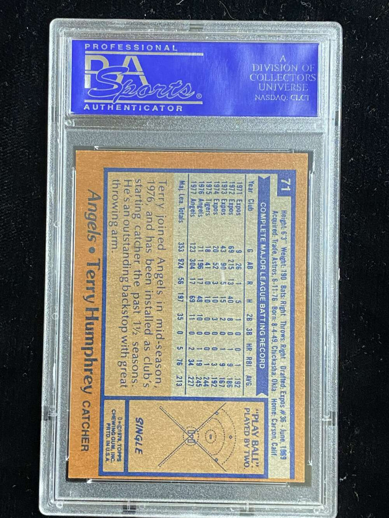 1978 Topps #71 Terry Humphrey Angels PSA 8 NM-Mint