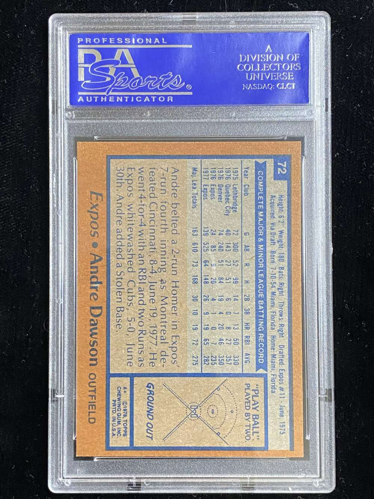 1978 Topps #72 Andre Dawson Cubs PSA 8 NM-Mint