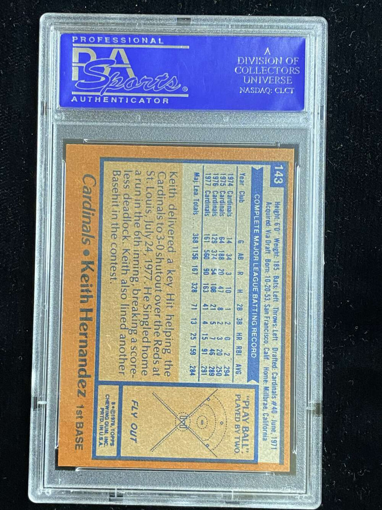 1978 Topps #143 Keith Hernandez Cardinals PSA 8 NM-Mint