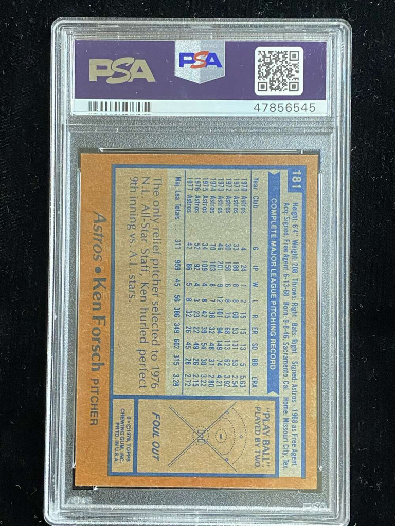 1978 Topps #181 Ken Forsch Astros PSA 8 NM-Mint