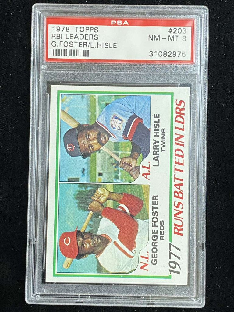 1978 Topps #203 George Foster Larry Hisle Runs Batted in Leaders PSA 8 NM-Mint