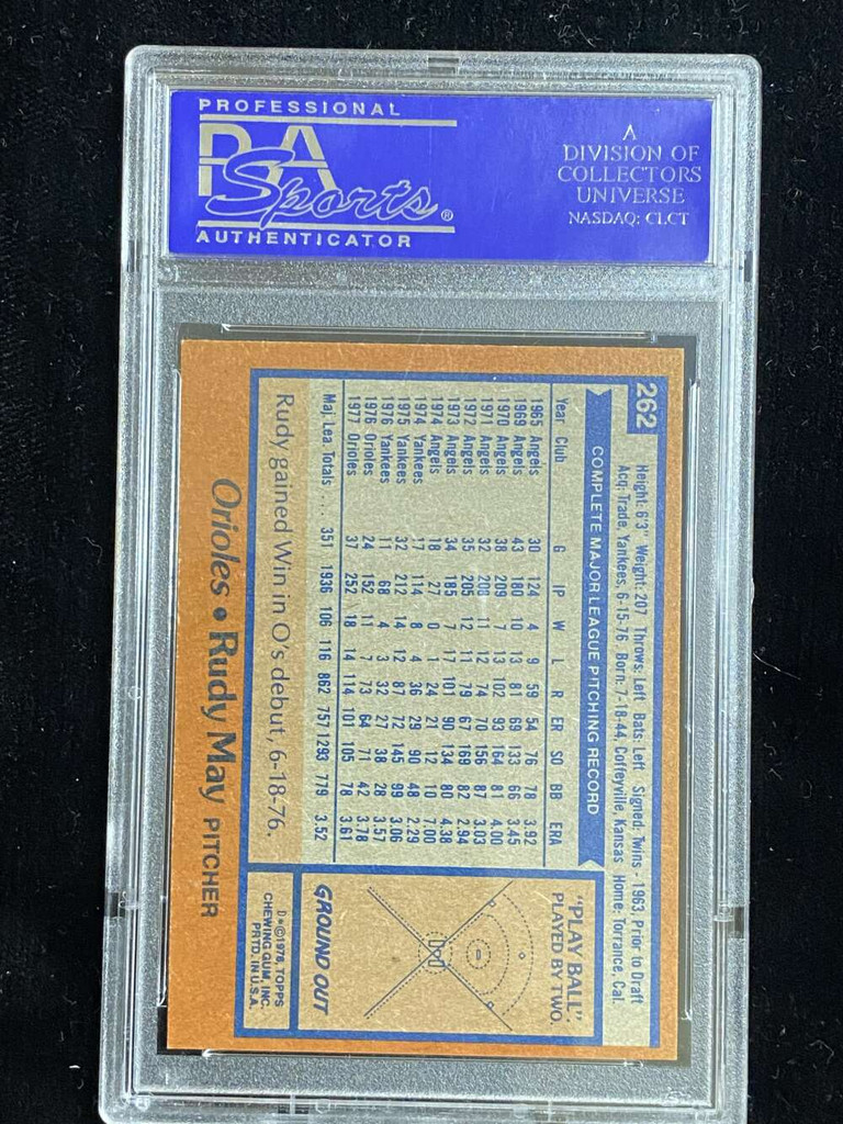1978 Topps #262 Rudy May Orioles PSA 8 NM-Mint