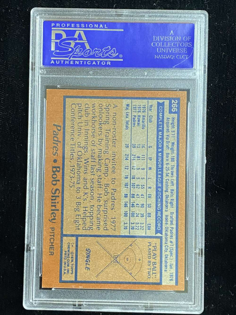 1978 Topps #266 Bob Shirley Padres PSA 8 NM-Mint