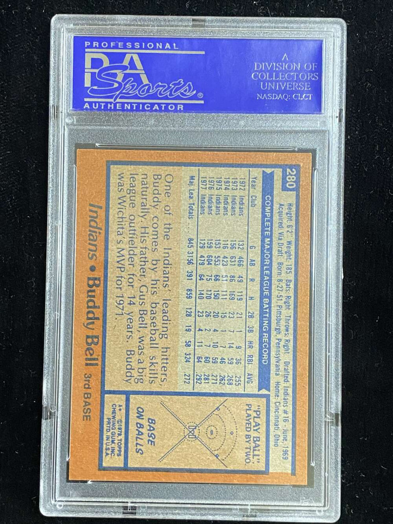 1978 Topps #280 Buddy Bell Indians PSA 8 NM-Mint