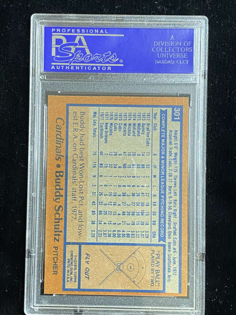 1978 Topps #301 Buddy Shultz Cardinals PSA 8 NM-Mint