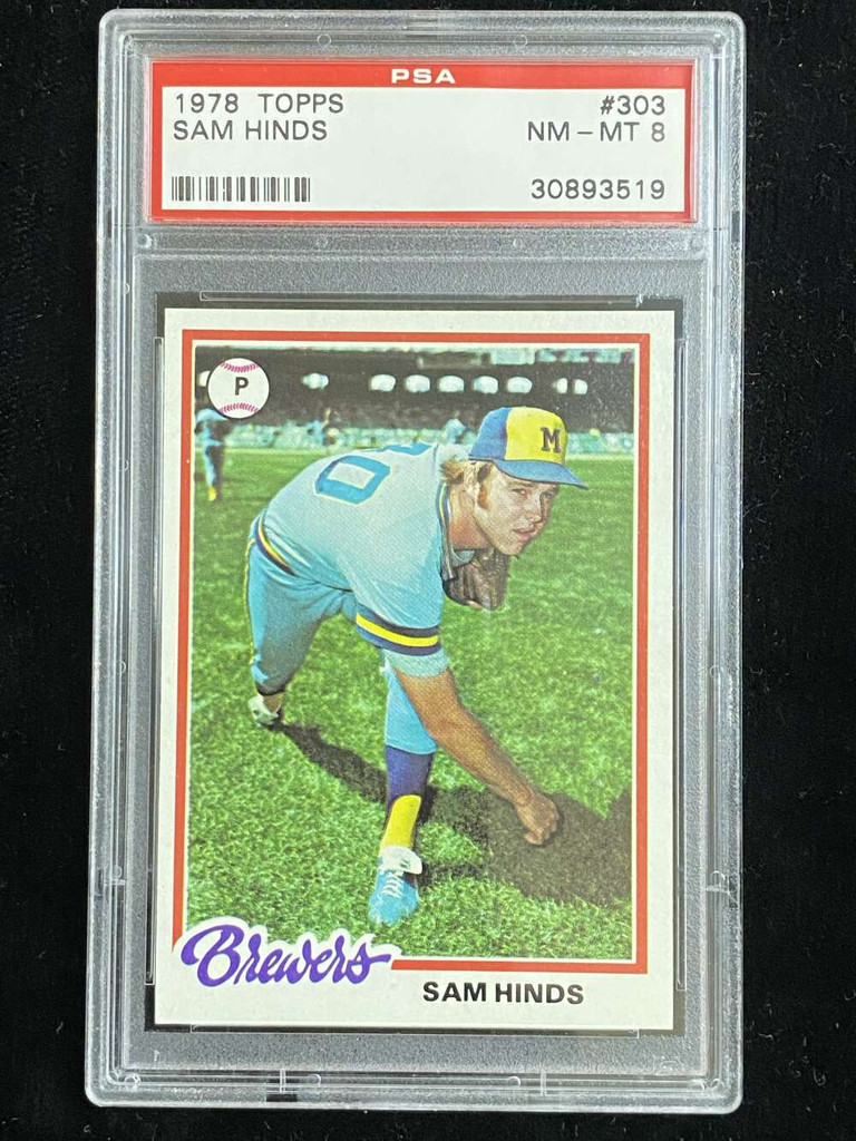 1978 Topps #303 Sam Hinds Brewers PSA 8 NM-Mint