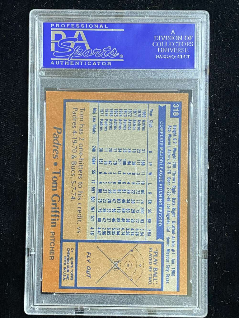 1978 Topps #318 Tom Griffin Padres PSA 8 NM-Mint