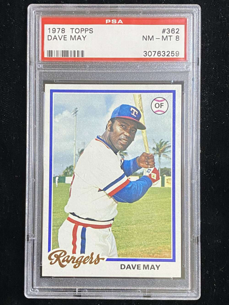 1978 Topps #362 Dave May Rangers PSA 8 NM-Mint
