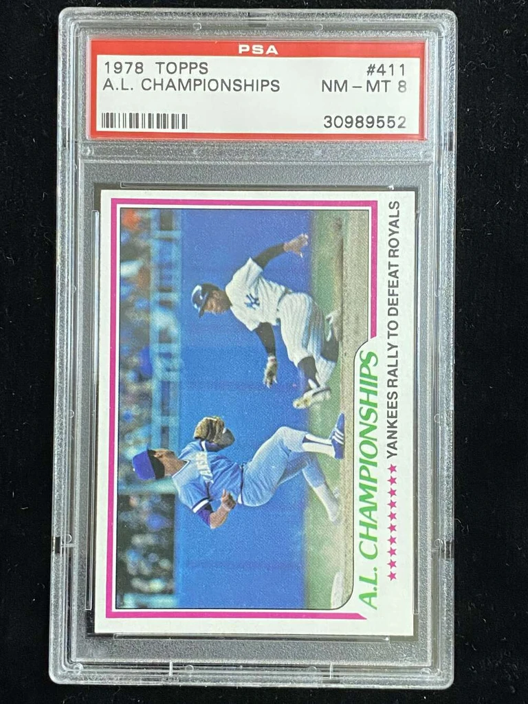 1978 Topps #411 AL Championships Yankees PSA 8 NM-Mint Royals