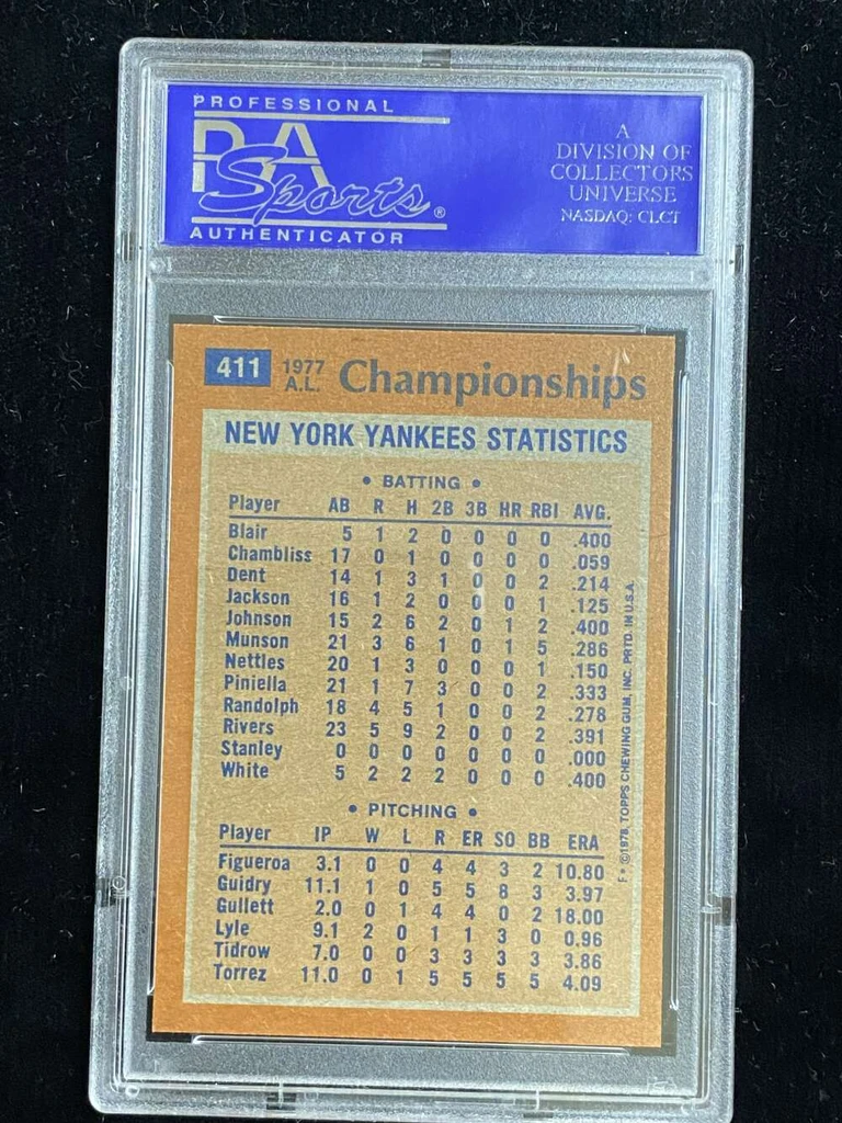 1978 Topps #411 AL Championships Yankees PSA 8 NM-Mint Royals