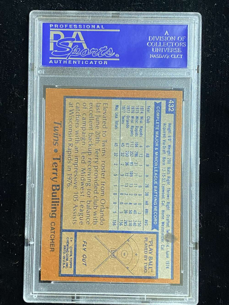 1978 Topps #432 Terry Bulling Twins PSA 8 NM-Mint