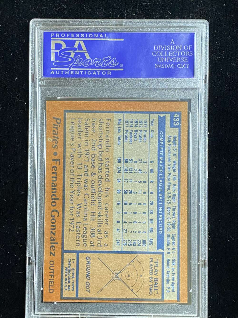 1978 Topps #433 Fernando Gonzalez Pirates PSA 8 NM-Mint