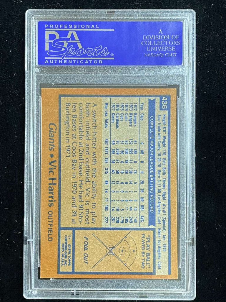 1978 Topps #436 Vic Harris Giants PSA 8 NM-Mint