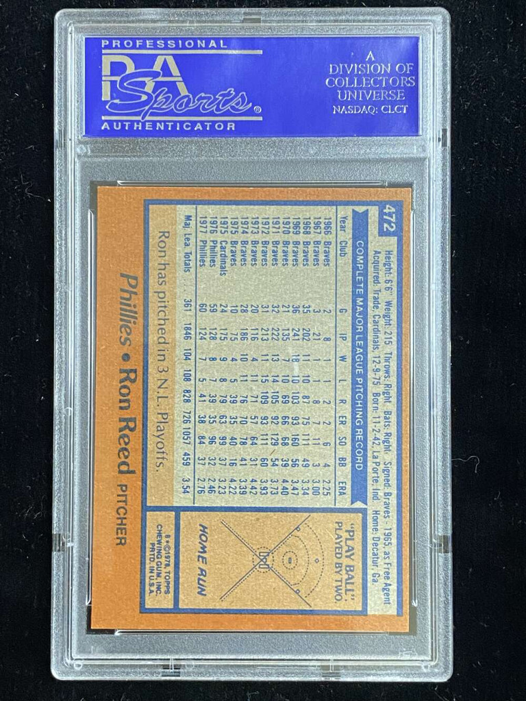 1978 Topps #472 Ron Reed Phillies PSA 8 NM-Mint