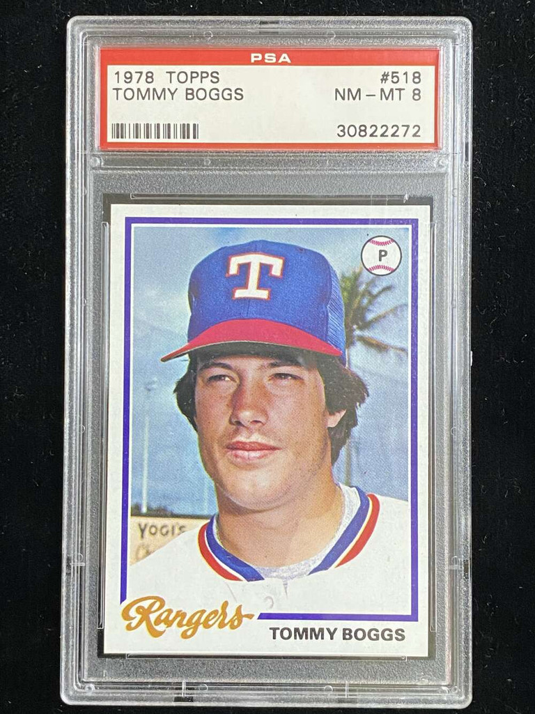 1978 Topps #518 Tommy Boggs Rangers PSA 8 NM-Mint