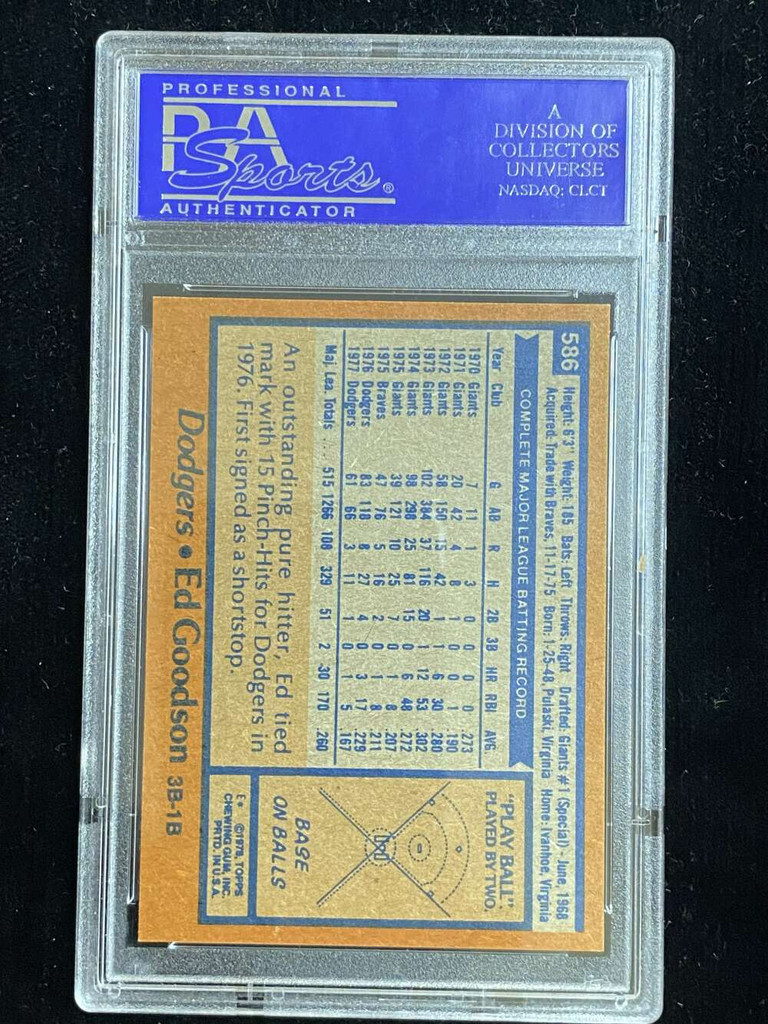 1978 Topps #586 Ed Goodson Dodgers PSA 8 NM-Mint