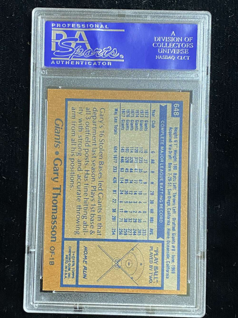 1978 Topps #648 Gary Thomasson Giants PSA 8 NM-Mint