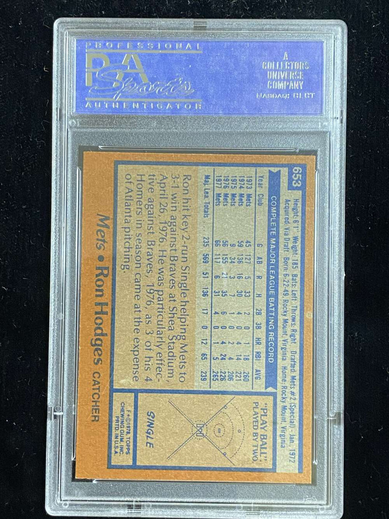 1978 Topps #653 Ron Hodges Mets PSA 9 Mint