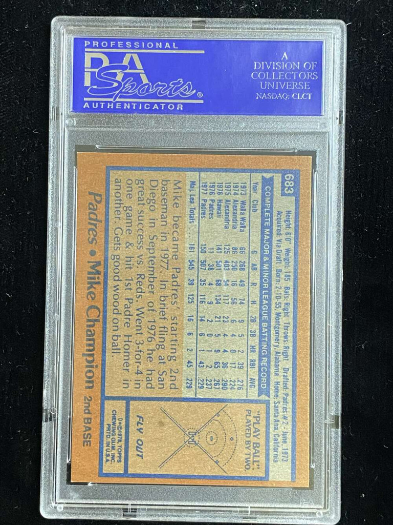 1978 Topps #683 Mike Champion Padres PSA 8 NM-Mint