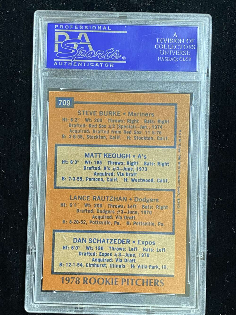 1978 Topps #709 Steve Burke Rookie Pitchers PSA 8 NM-Mint