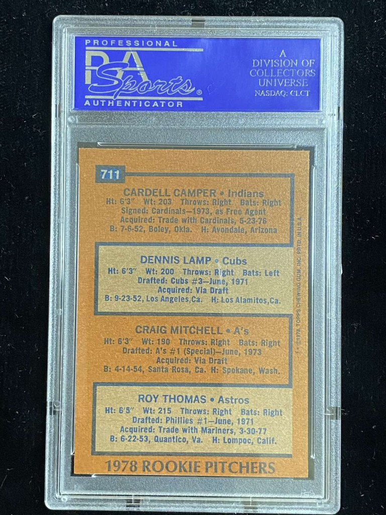1978 Topps #711 Dennis Lamp Rookie Pitchers PSA 8 NM-Mint