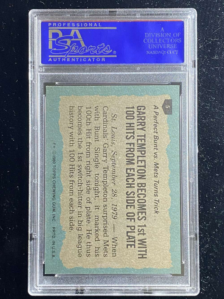 1980 Topps #5 Garry Templeton Cardinals PSA 8 NM-Mint Highlights