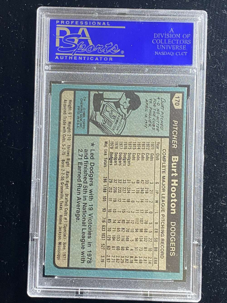 1980 Topps #170 Burt Hooten Dodgers PSA 8 NM-Mint