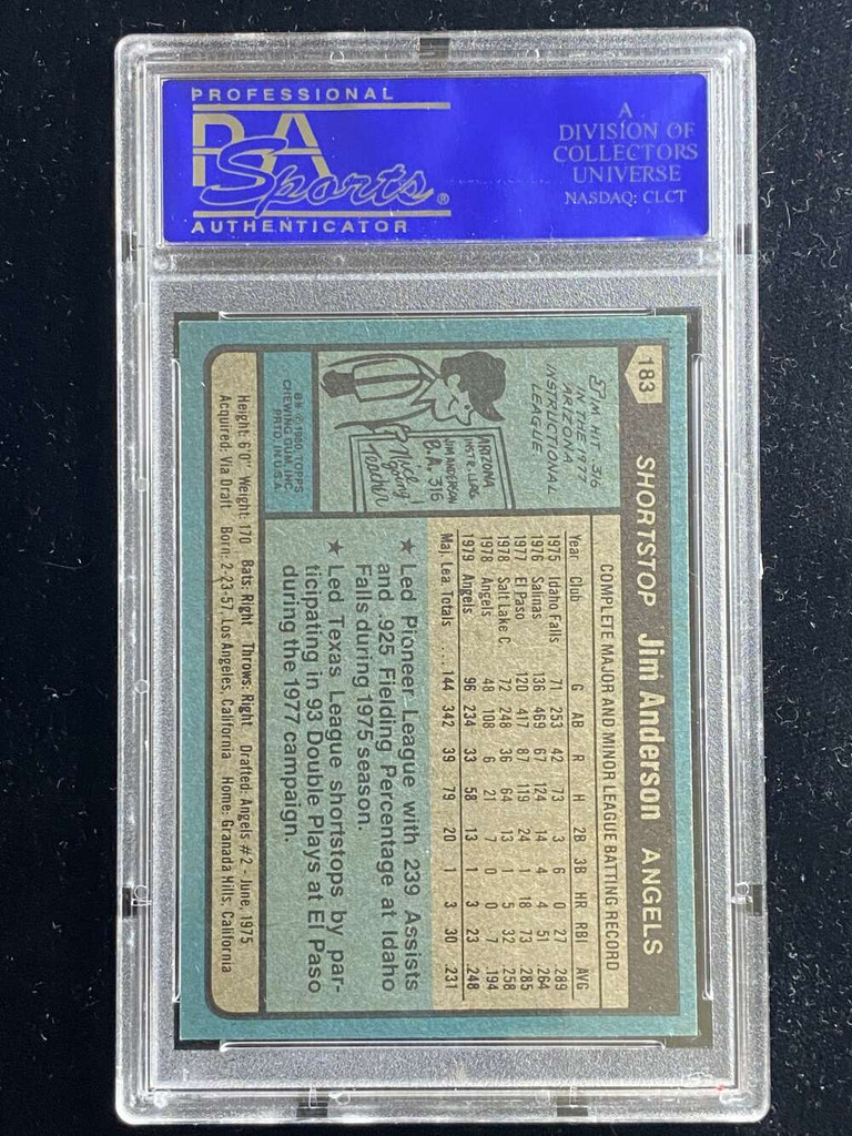1980 Topps #183 Jim Anderson Angels PSA 9 Mint