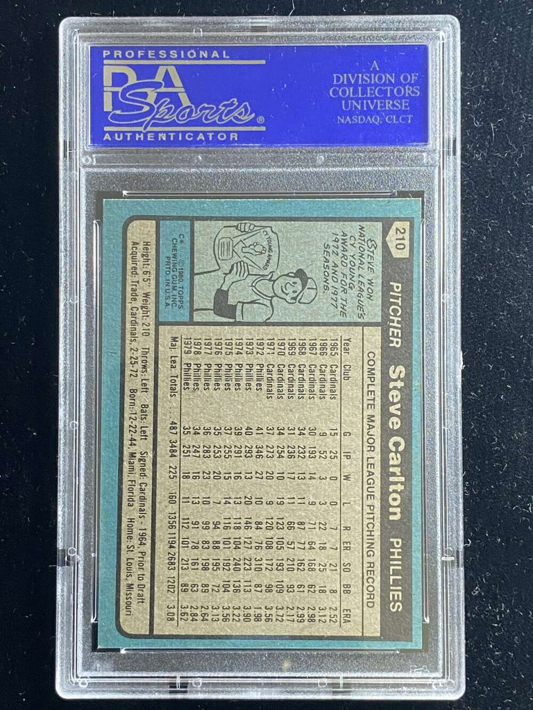 1980 Topps #210 Steve Carlton Phillies PSA 8 NM-Mint