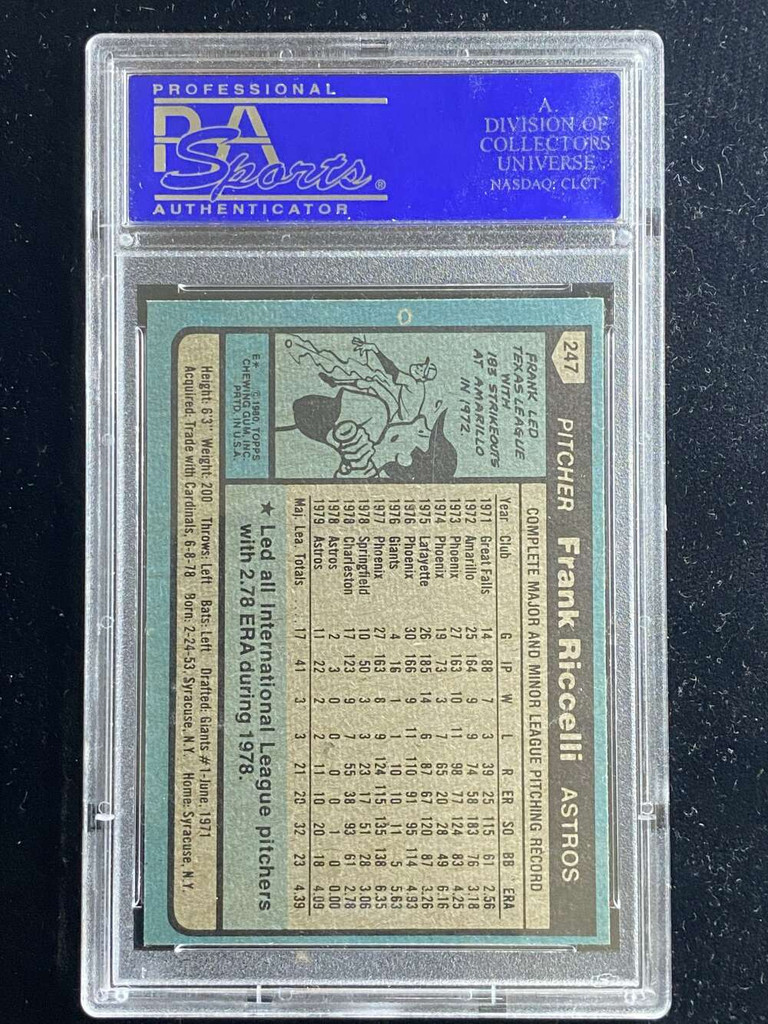 1980 Topps #247 Frank Riccelli Astros PSA 8 NM-Mint