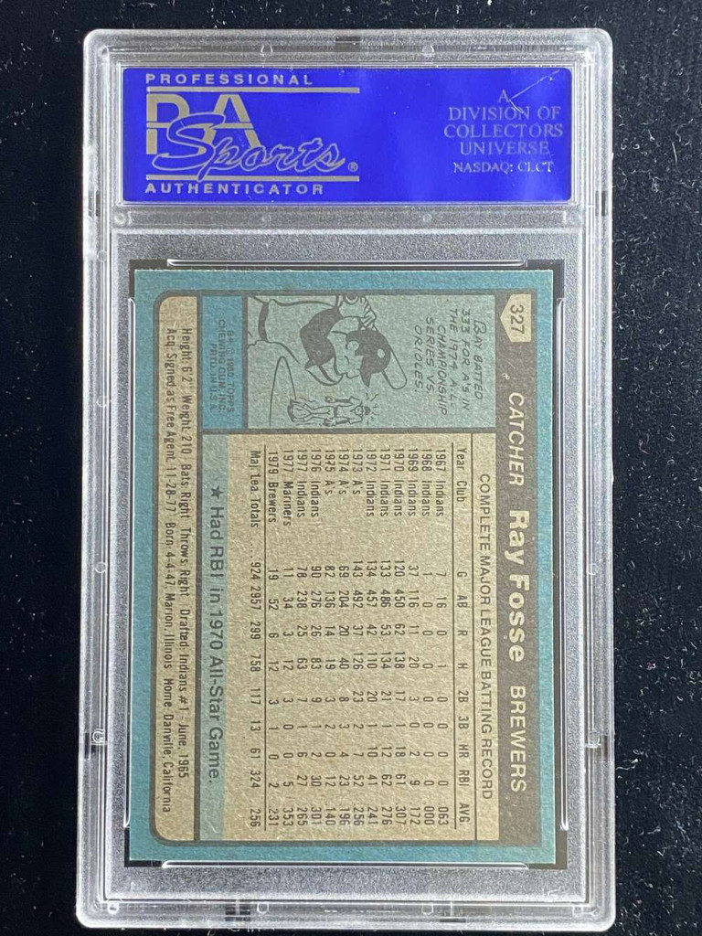 1980 Topps #327 Ray Fosse Brewers PSA 9 Mint