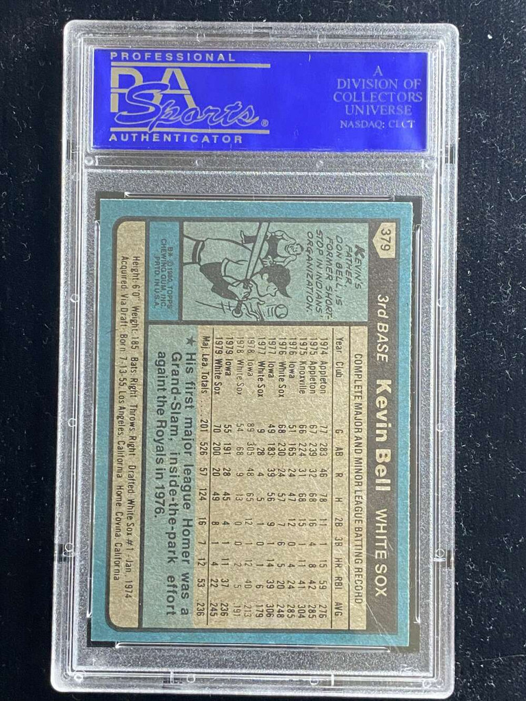 1980 Topps #379 Kevin Bell White Sox PSA 9 Mint