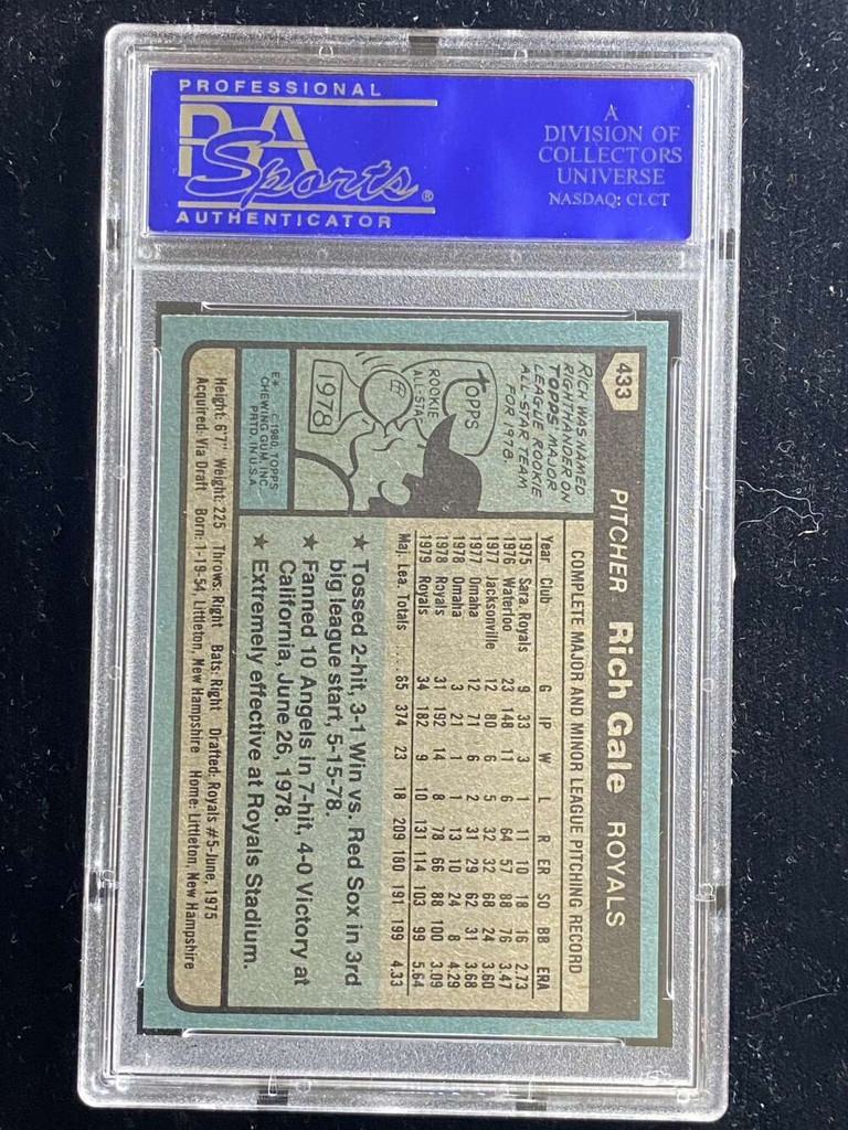1980 Topps #433 Rich Gale Royals PSA 9 Mint