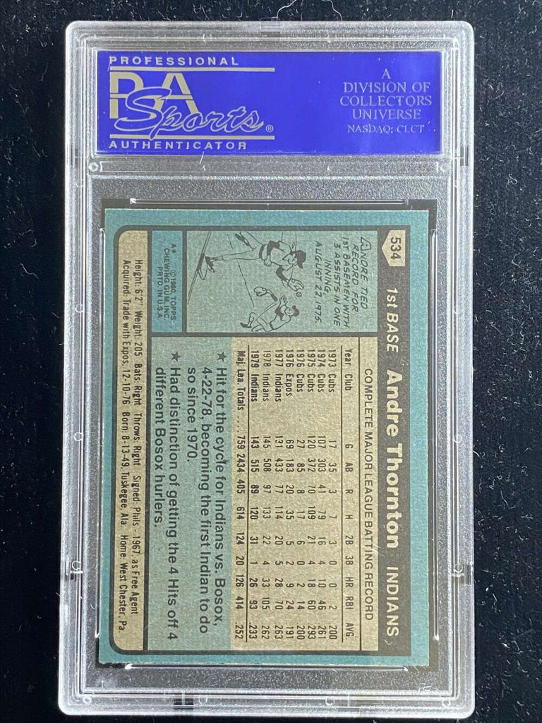 1980 Topps #534 Andre Thornton Indians PSA 9 Mint