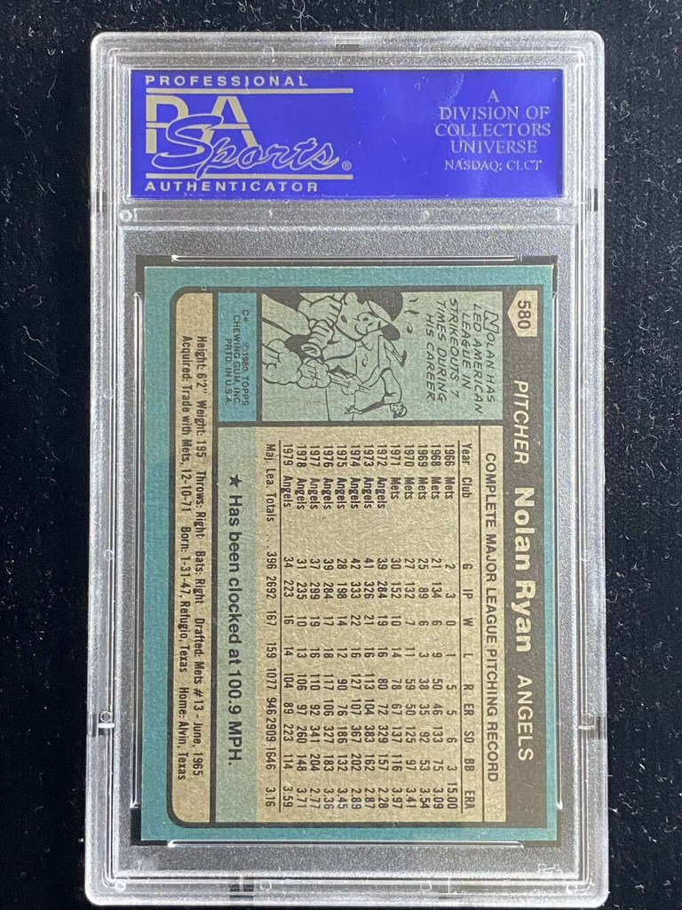 1980 Topps #580 Nolan Ryan Angels PSA 8 NM-Mint