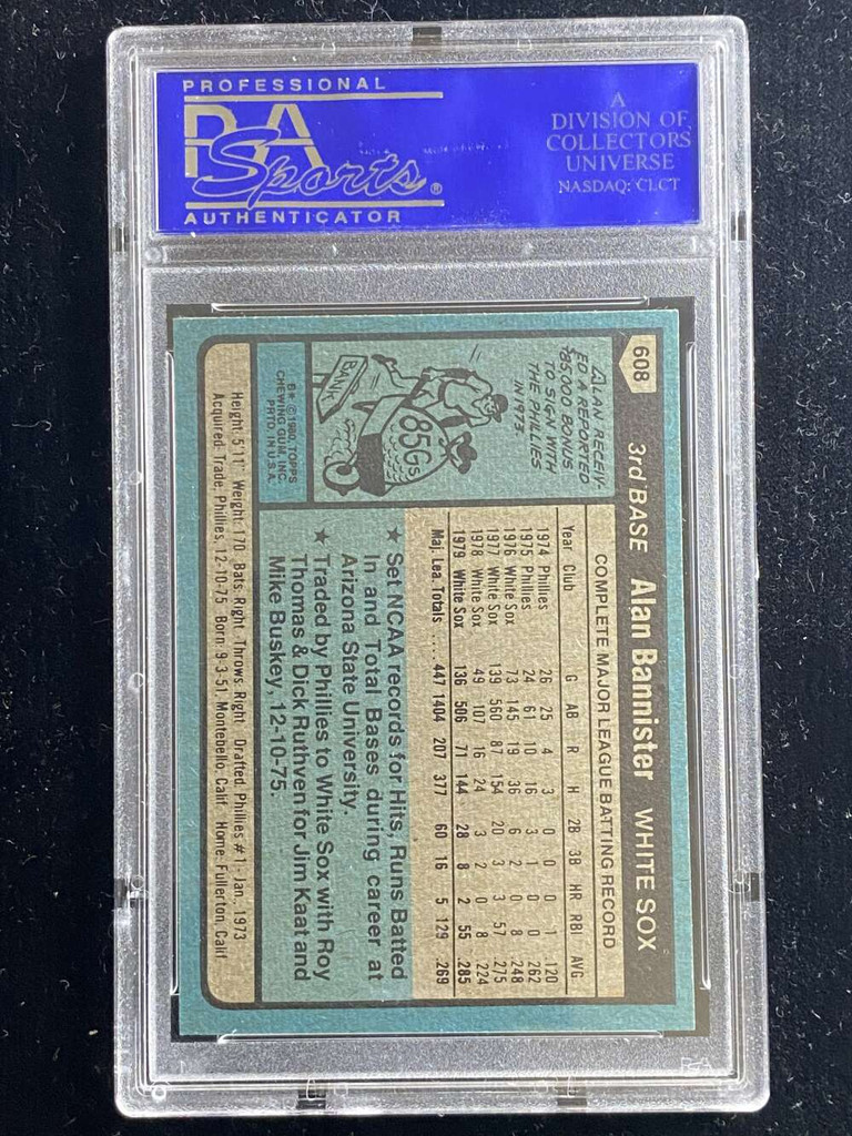 1980 Topps #608 Alan Bannister White Sox PSA 9 Mint