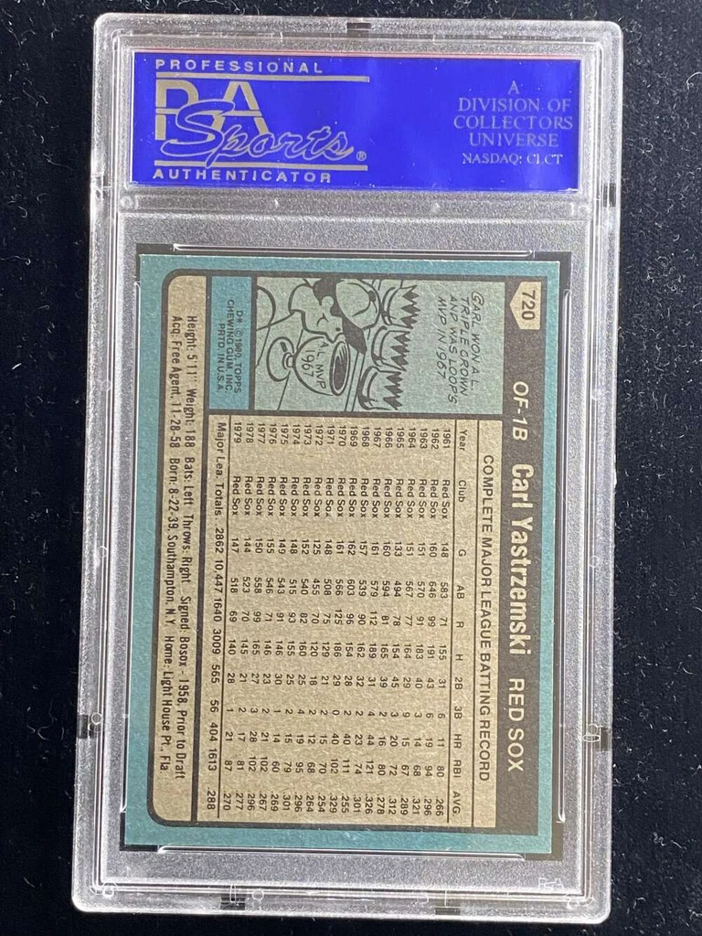 1980 Topps #720 Carl Yastrzemski Red Sox PSA 8 NM-Mint