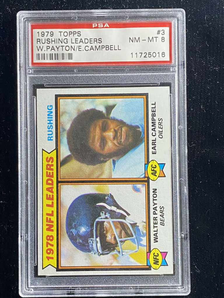 1979 Topps #3 Walter Payton Rushing Leaders PSA 8 NM-Mint Earl Campbell