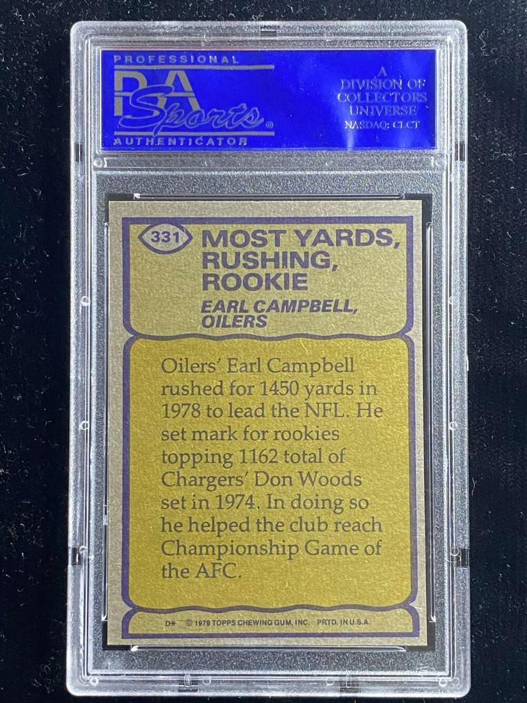 1979 Topps #331 Earl Campbell Oilers PSA 8 NM-Mint Record Breaker RC