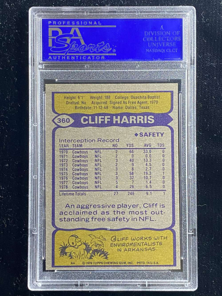 1979 Topps #360 Cliff Harris Cowboys PSA 8 NM-Mint