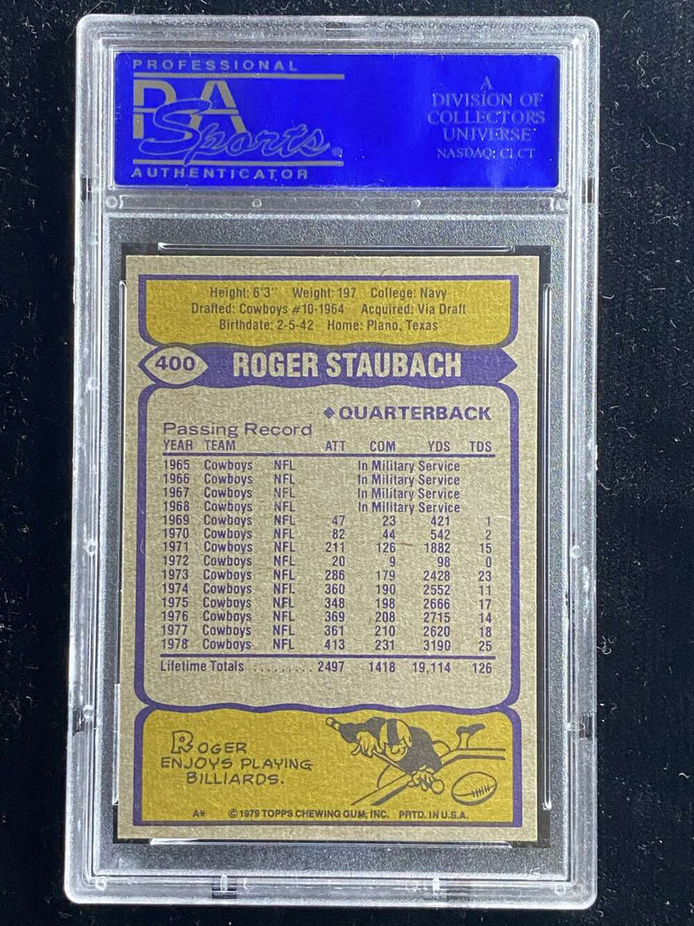 1979 Topps #400 Roger Staubach Cowboys PSA 8 NM-Mint
