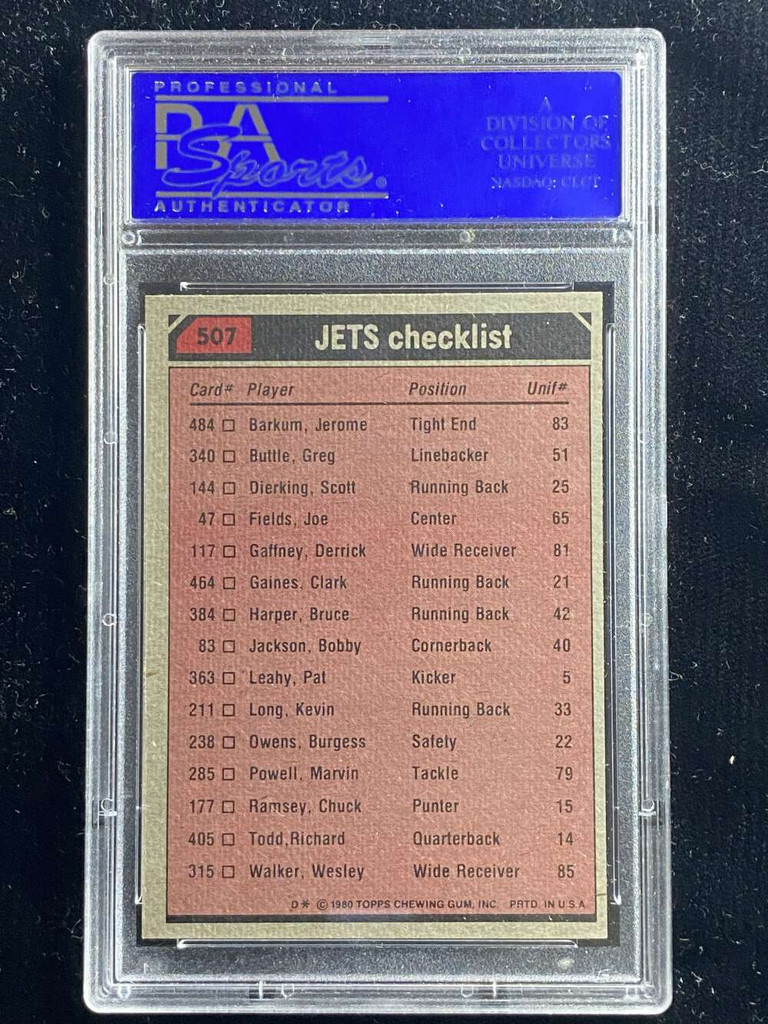 1980 Topps #507 Wesley Walker Jets PSA 8 NM-Mint Team Leaders