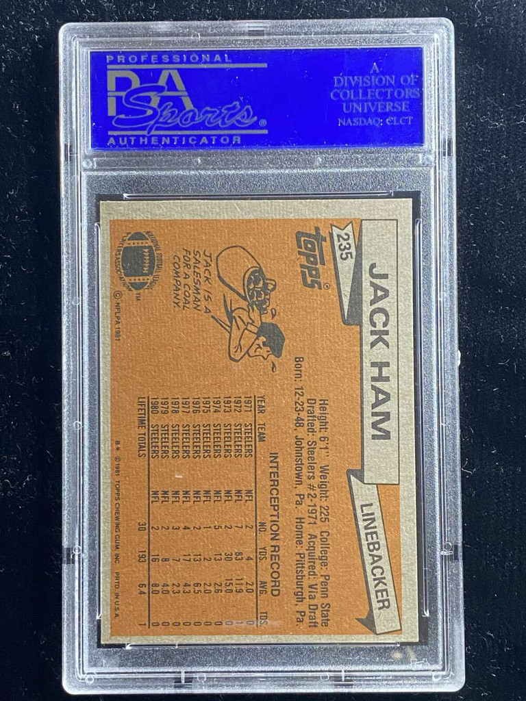 1981 Topps #235 Jack Ham Steelers PSA 8 NM-Mint