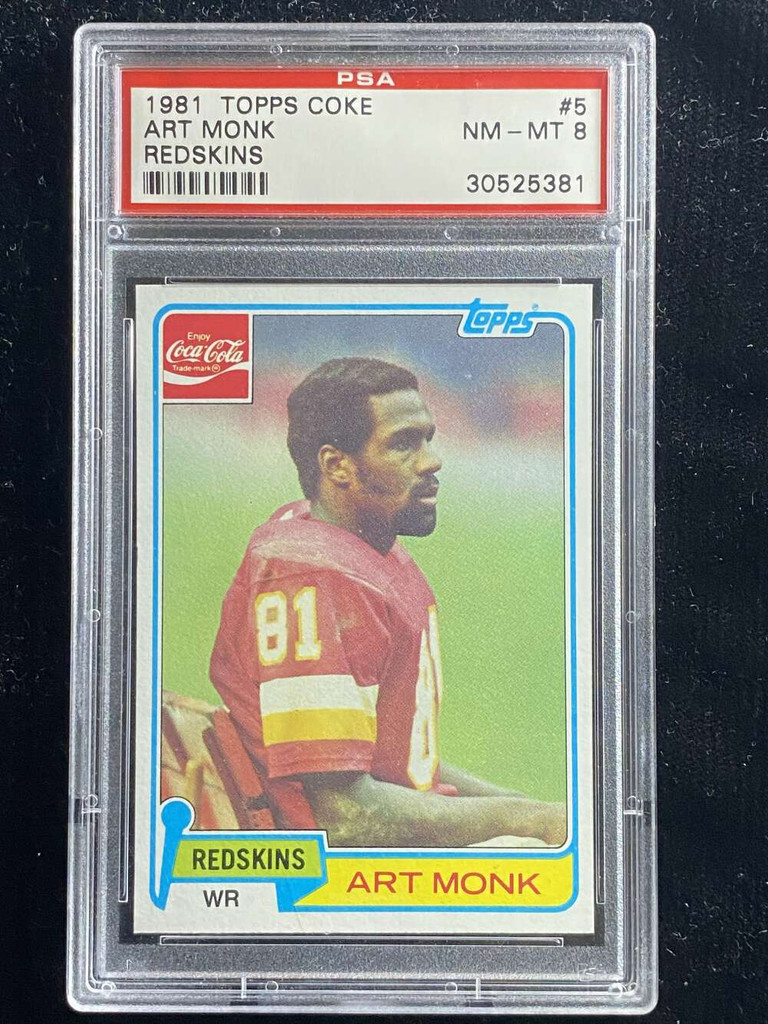 1981 Topps Coca-Cola Coke #5 Art Monk Redskins PSA 8 NM-Mint
