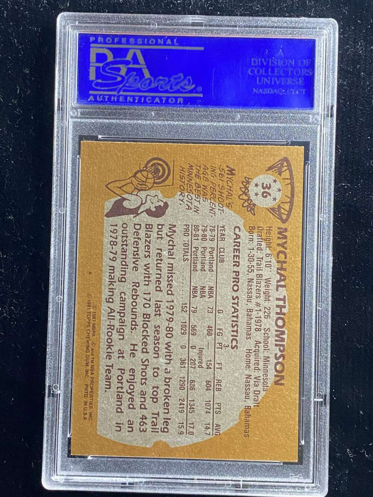 1981-82 Topps #36 Mychal Thompson Blazers PSA 9 Mint
