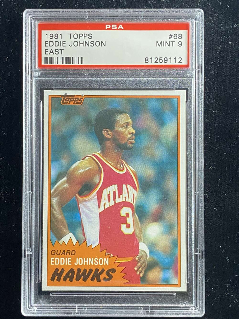 1981-82 Topps East #68 Eddie Johnson Hawks PSA 9 Mint ID: 526386