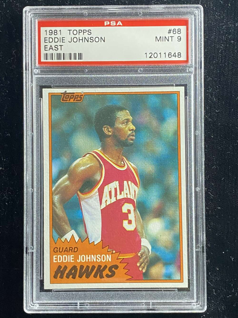 1981-82 Topps East #68 Eddie Johnson Hawks PSA 9 Mint ID: 526387