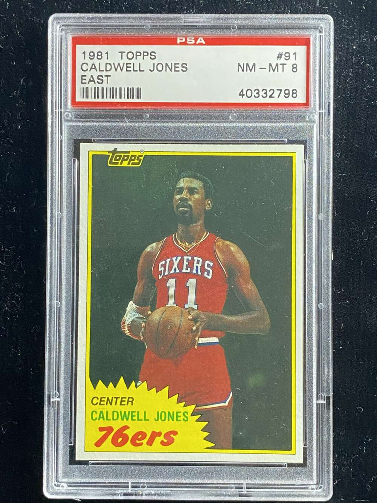 1981-82 Topps East #91 Caldwell Jones 76ers PSA 8 NM-Mint